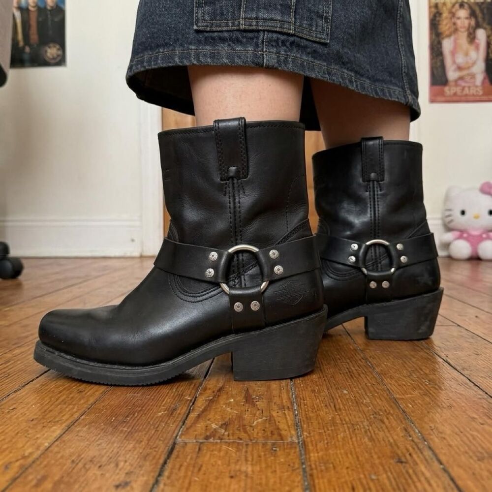 Harley-Davidson El Paso Leather Harness Boots Size 10 Biker Grunge Streetwear
